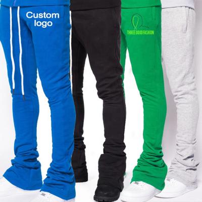 China Anti-Wrinkle Retro Reflective Stripe Skinny Fit Stacked Jogger Mens Custom Track Sweat Pants Trousers Stacked Sweatpants For Men for sale