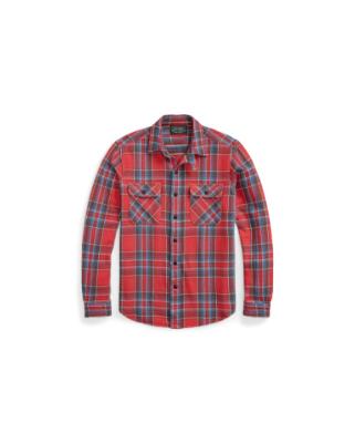 China Full Logo Factory Longna Anti-pilling Sleeve Button Custom Red Plaid Cotton Shirts Up Chest Pockets Classic Men's Polo Shirt for sale