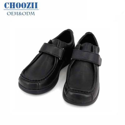 China Guangzhou Factory Anti-slippery Big Size Uniform Black Shoes Leather Kids School Children Shoes for sale