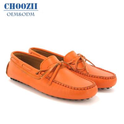 China Fashion Anti-slippery Kids Choozii Guangzhou Grain Boys Loafers Kids Orange Leather Slip On Shoes Full for sale