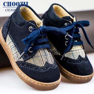 China Anti-slippery High Quality Canvas Fabric+Blue Suede Leather Upper Casual Shoes Girls Lace Up Shoes for sale