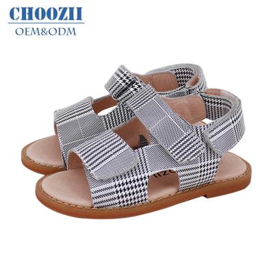 China CHOOZII Summer Designer Anti-slippery Luxury Houndstooth Leather Kids Casual Sandals For Boys for sale