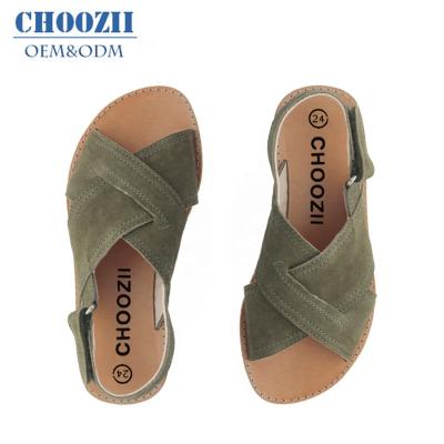 China Choozii Anti-slippery Customized New Design Fashion Summer Girls Kids Genuine Leather Flat Shoes for sale