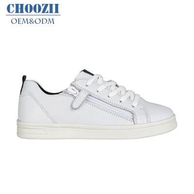 China OEM Custom Wholesale Genuine Leather Unisex White Kids Anti-slippery Running Casual Kids Sneakers Walking Shoes for sale