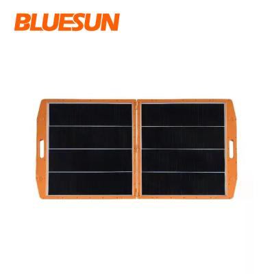 China Bluesun 150w 130w 120w Portable Foldable Monocrystalline Roof 120w Folding Solar Panel Mat 24v 1142*705*29mm for sale