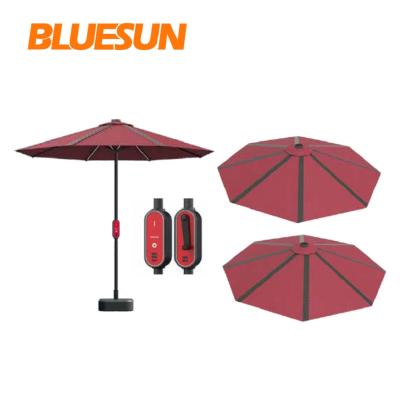 China Modern Umbrella Solar Panel Solar Umbrella With Blutue USB Solar Charger For Beach Hotel Heavy Duty for sale