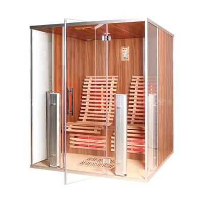 China Computer Control Panel 07-K722 Fashion Style Hemlock Sauna Wooden Dry Spa Indoor Far Infrared Sauna Room For 2 Person for sale