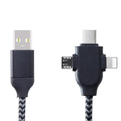 China Custom Multi Universal Data Cable Data Transfer Function Sync 3 In 1 USB Cable For iPhone Android for sale