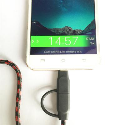 China Type C Adapter Android Data Line +Micro 2in1 2A Nickel Plated Fast Charging Two In One Usb Data Cable for sale