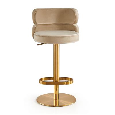 China Luxury Modern Gold Velvet Gold Swivel Stainless Steel Adjustable Bar Stool Chair Luxury Gold Bar Chair for sale