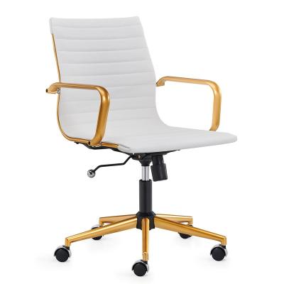 China Adjustable Luxury Gold And White Modern Office Chair Conference Task Swivel Computer Office Chair for sale