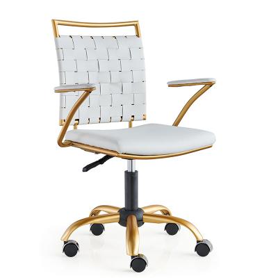 China Gold Adjustable Modern Executive Luxury White Swivel Office Computer Desk Chair for sale