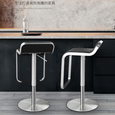 China Competitive Price Leather Adjustable Swivel Chair High Stool Easy Clean Bar Stool Leather Adjustable Stainless Steel Bar Stool for sale