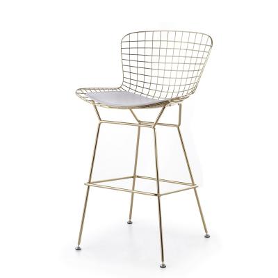 China Unique Gold Color Design Gold Stainless Steel Bar Stool Restaurant Dining High Bar Stool Chair for sale