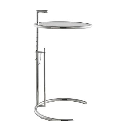 China (Height) Adjustable Chrome Finish / Clear Tempered Glass Snack Side End Table for sale