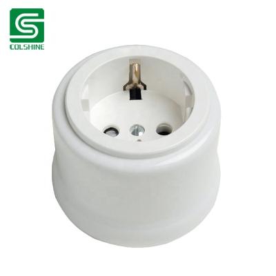 China Residential / General Purpose Outdoor Mounted Ceramic Switch And Vintage Porcelain Wall Outlet Germany Schuko Socket for sale