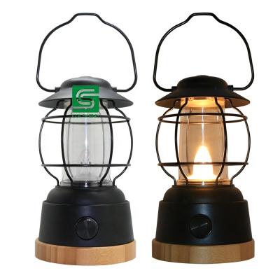 China Vintage Portable Camping Lantern Outdoor Waterproof Camping LED Lamp USB Rechargeable Light for sale