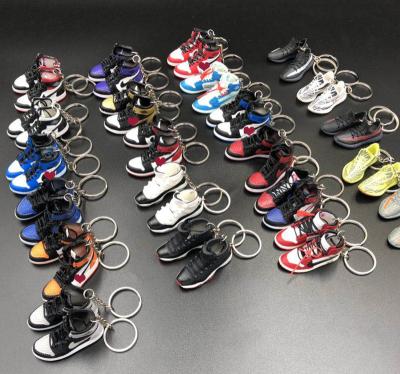 China Promotion Gift Wholesale 3D Yeezy 350 Plastic Air v2 AJ1 Jordan Shoes OUCH Sneaker Figure With Keychain for sale