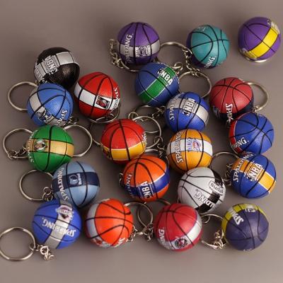 China 3D Hot Stamping Logo Mini Basketball Keychain Dekai Promotion Rubber And PU Leather Basketball Club Gift for sale