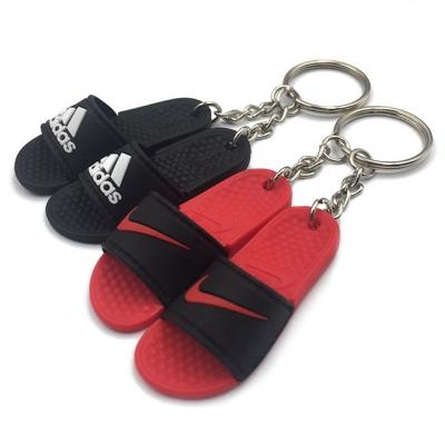 China Promotion Gift Dekai Wholesale Plastic Silicone 3D Mini Flip Flops Slipper Sandal Keychain with Mini Shoe Box for sale