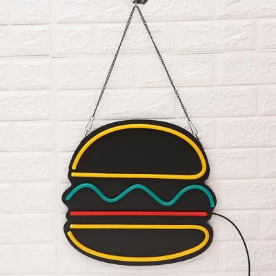 China Suitable For All Malls Factory Direct Lighted Restaurant LED Sign Flexible Hamburger Neon Sign for sale