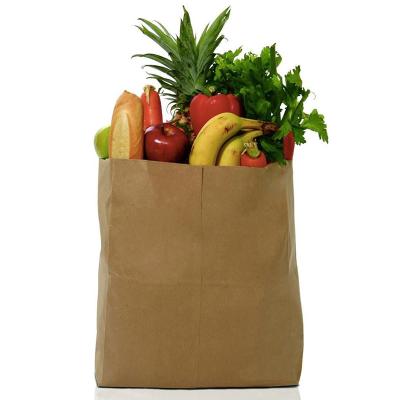 China Large Capacity Recyclable Kraft Paper Bags For Shopping Cart Or Supermarket Grocery for sale