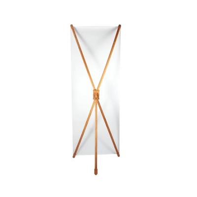 China Factory Price Eco - Friendly X Shaped Bamboo Bracket Roll Up Banner Store Display Rack for sale