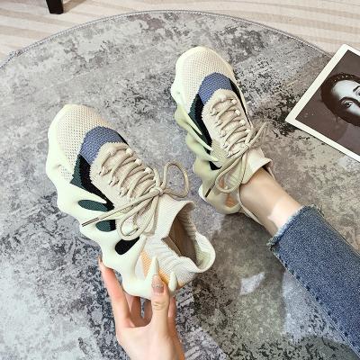 China Light weight 2022 spring and autumn yeezy shoes new 450 breathable mesh sports shoes casual running socks flying octopus woven women's shoes for sale