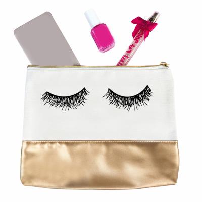 China 2019 Fashion High Fashion Gold Leather Makeup Bag Cosmetic Eyelash Organizer Bag for sale