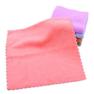 China Custom Small Microfiber Sustainable Coral Fleece Square Fleece Tea Towel Micro Fiber Towel for sale