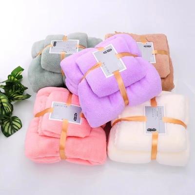 China Superdry Microfiber Viable Coral Towel Set High Absorbent Soft Velvet Microfiber Bath Towel Set for sale