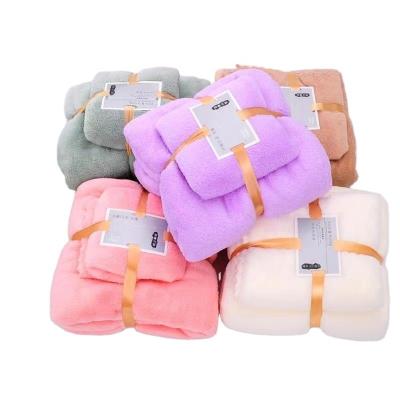 China Viable Manufacturers Wholesale Custom Ultra Soft Comfortable Coral Luxury Fleece Microfiber Face Bath Towel Set for sale