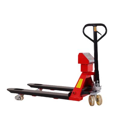 China Hotels manual hydraulic pallet trucks with weighing scale for factory workshop electronic scale forklift truck transpalette for sale