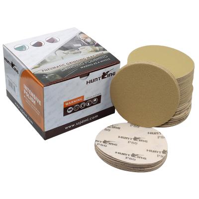 China Aluminum Oxide Emery Paper 4inch 5 Inch 6inch 100mm125mm Grinding And Polishing Yellow Dry Abrasive Sanding Disc Polishing Emery Paper for sale