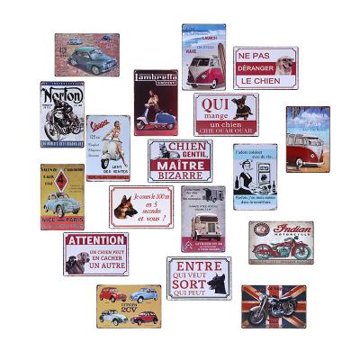 China High Quality Retro Europe Vintage Tin Signs 20x30cm Metal Tin For Home Wall Decoration for sale