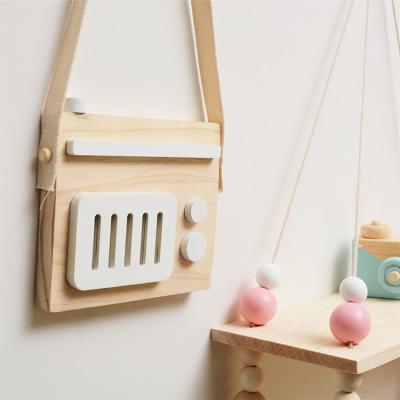 China Kids Play Mini Camera Toy Cute Wood Kids Camera Shape Wooden Toy with Neck Strap for Baby Toddlers for sale