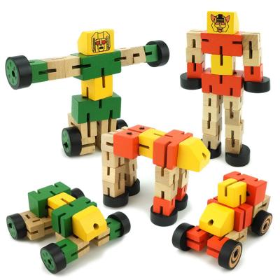 China Children preschool toy wooden educational toys for man preschool toy car kids transformer funning toy for baby for sale