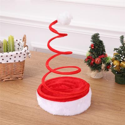 China 2020 New Cloth Christmas Accessories Christmas Santa Hat Adult Claus Hat With Spring Top for sale