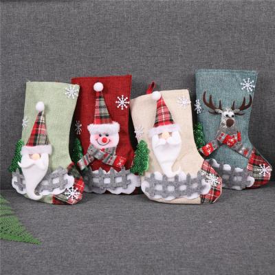 China High Quality Fabric Hotsale Christmas Stocking Santa Gift Bag For Christmas Tree Decoration for sale