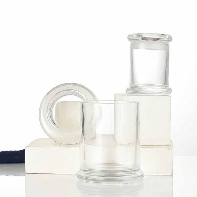 China Wholesale Customized Clear Airtight Shaped Glass Jar Home Decoration Label Round Glass Jar Wide Mouth Container With Glass Lid for sale