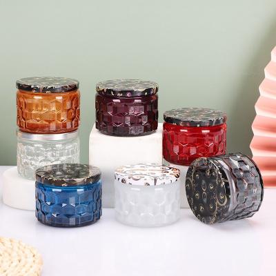 China Wholesale Home Apothecary Colorful Shiny Empty Vessels Luxurious Decoration Candle Jars for sale