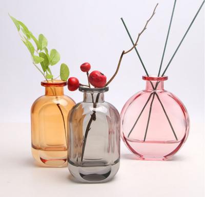 China New Arrival Latest Design Unique Empty Home Aroma Perfume Bottle Glass Jar Reed Diffuser Amber Bottle Fashionable Glass Luxury for sale