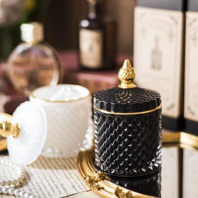 China New Colorful Elegant Activities Religious Style Candle Jar With Lid Retail Candle Jar Hot Sale With Grain for sale