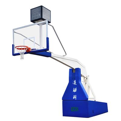 China Tempered Glass Certification Fiba Basketball Hoop Electric Hydraulic Folding Stand For Competition And Training for sale