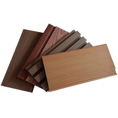 China Modern Home Interior Exterior Plastic Panels Wood Brown Wood Color Fireproof WPC Panel Cladding for sale