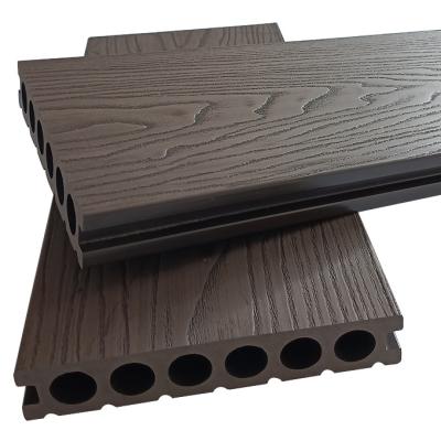 China Modern hot sale 3D embossed flooring waterproof wpc composite decking boards exterior for sale