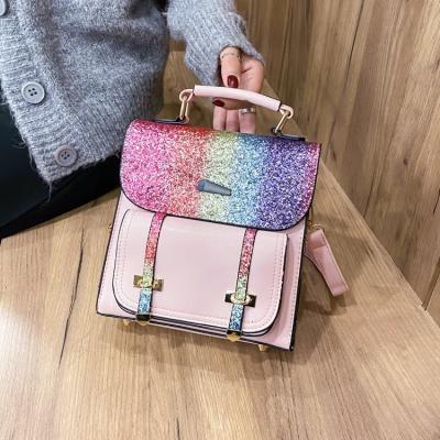 China Waterproof Fashion Color Matching Ladies Backpack Sequined Lady Bags Shoulder Messenger Bag for sale