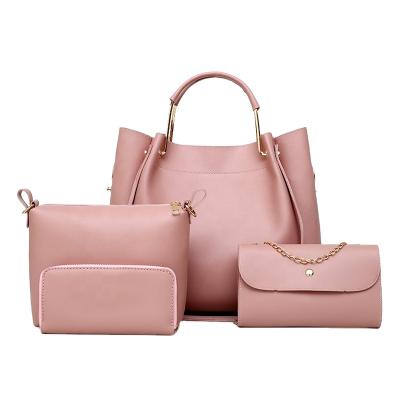 China Fashion 2021 Korean 4 in a simple set of PU leather bags printing women handbags for sale