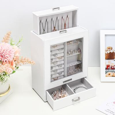 China Rings PU Leather Jewelry Storage Organizer Mdf Jewelry Drawer Organizer for sale