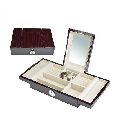 China High End Wooden Jewelery Box OEM Wooden Jewelery Box And Mirror Jewelry Storage Storage With Finger Lock for sale